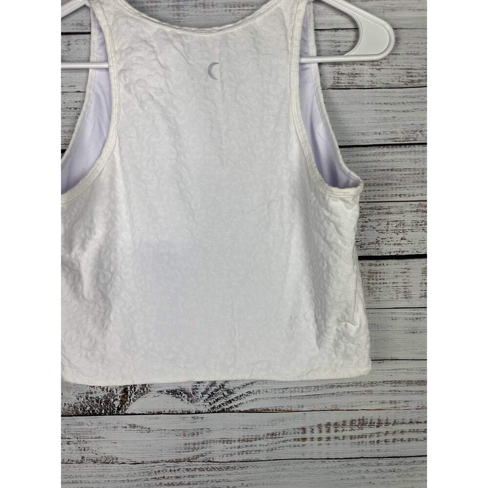 Zyia Active White Leopard Crop Tank Top XL NEW Textured Yoga Athletic Workout - Picture 7 of 8